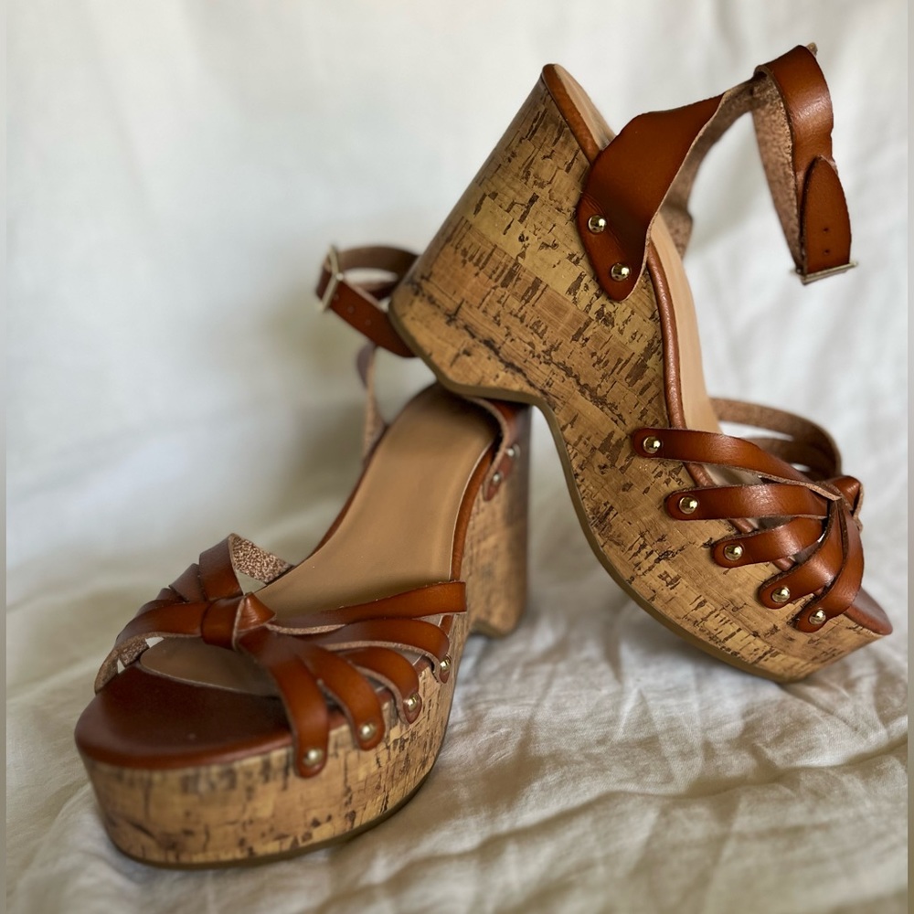 Leather Style Platform Sandals